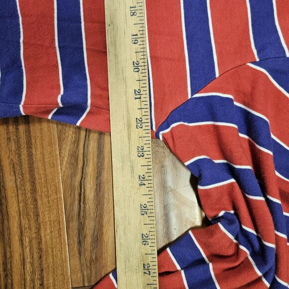 VINTAGE Guess T Shirt Men Sz M Blue Red Striped Embroidered Logo Casual 00s Y2K - Picture 4 of 7